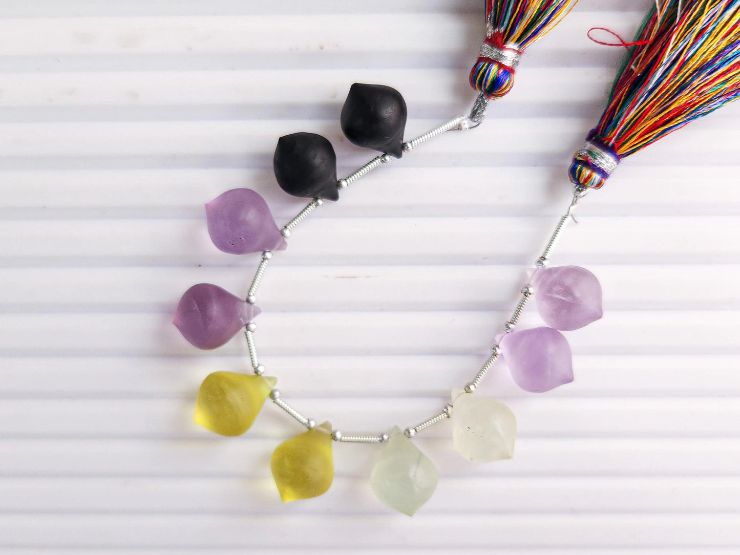 Mix Natural gemstone Frosted Slanted shape smooth Drops