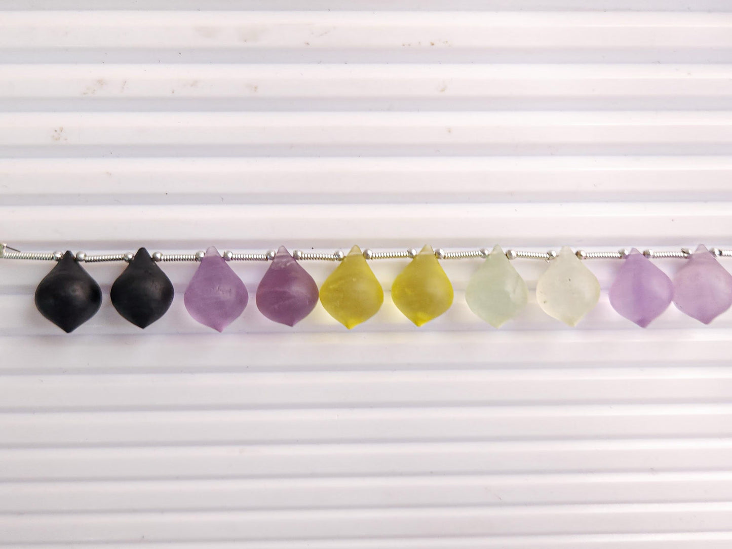 Mix Natural gemstone Frosted Slanted shape smooth Drops