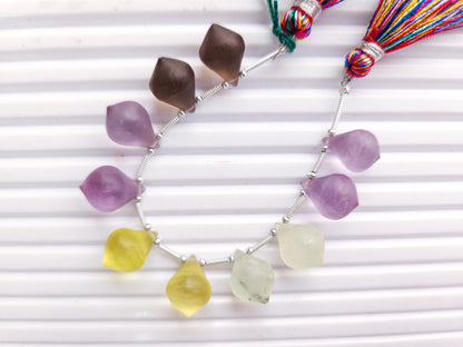 Mix Natural gemstone Frosted Slanted shape smooth Drops