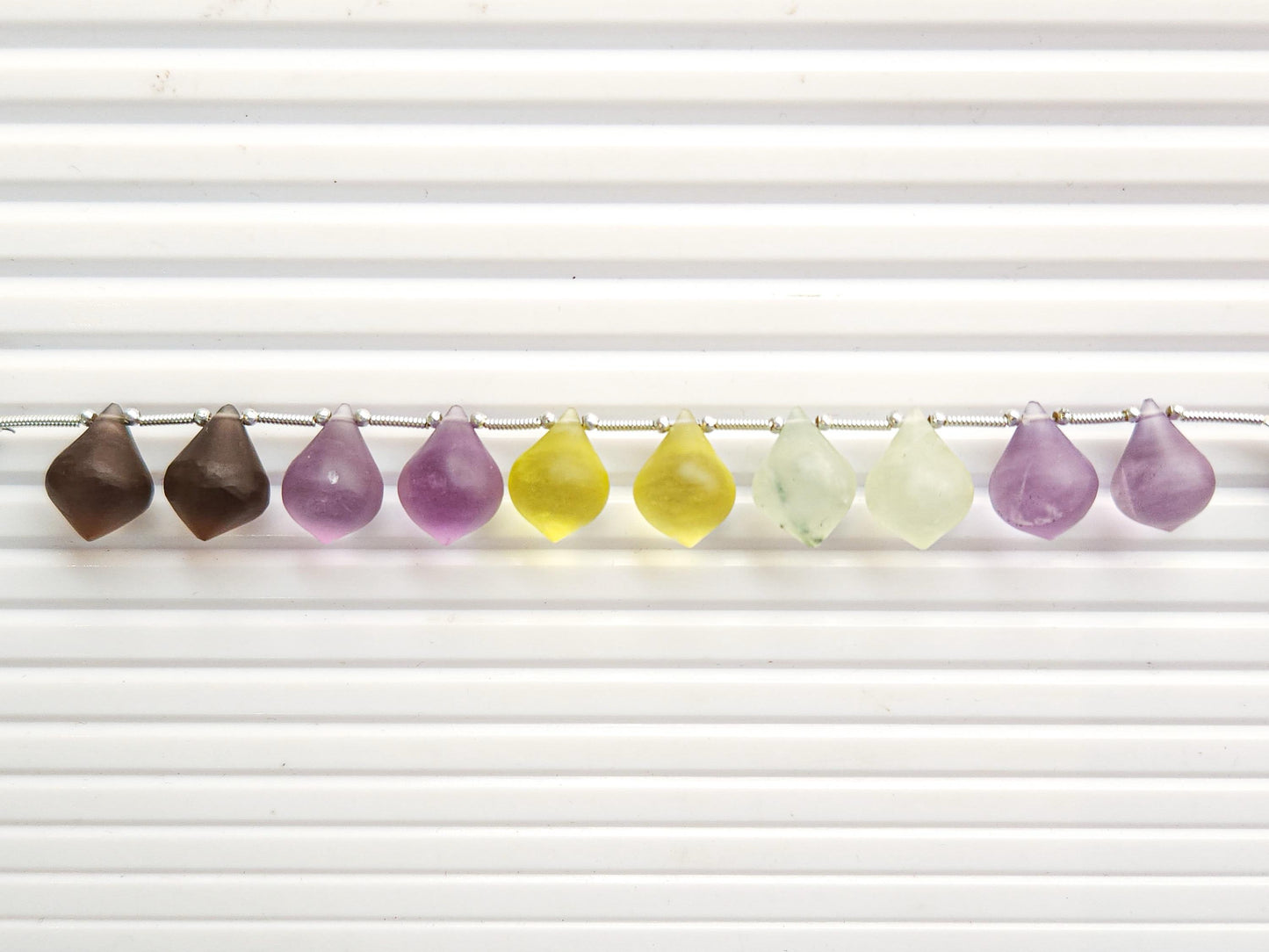 Mix Natural gemstone Frosted Slanted shape smooth Drops