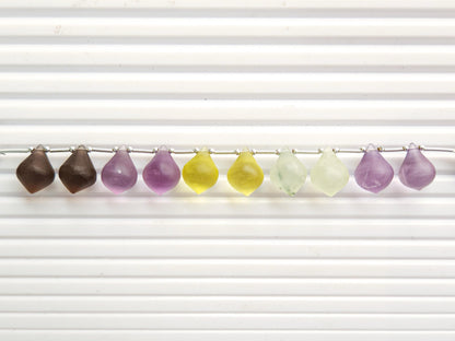 Mix Natural gemstone Frosted Slanted shape smooth Drops