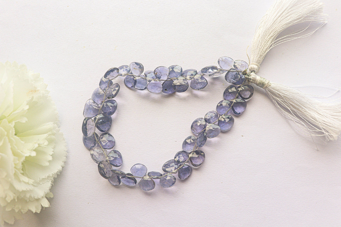 Iolite Faceted Briolette Heart Shape | 8x8mm to 9x9mm | 53 Pieces | 8 inch Full Strand | Natural Gemstone Beads for jewelry making Beadsforyourjewelry