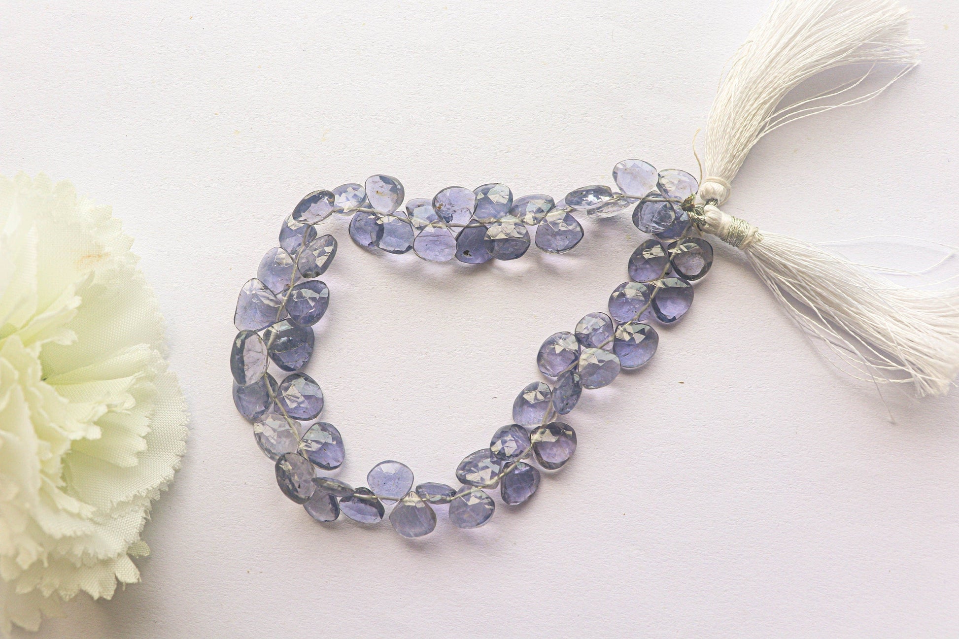 Iolite Faceted Briolette Heart Shape | 8x8mm to 9x9mm | 53 Pieces | 8 inch Full Strand | Natural Gemstone Beads for jewelry making Beadsforyourjewelry