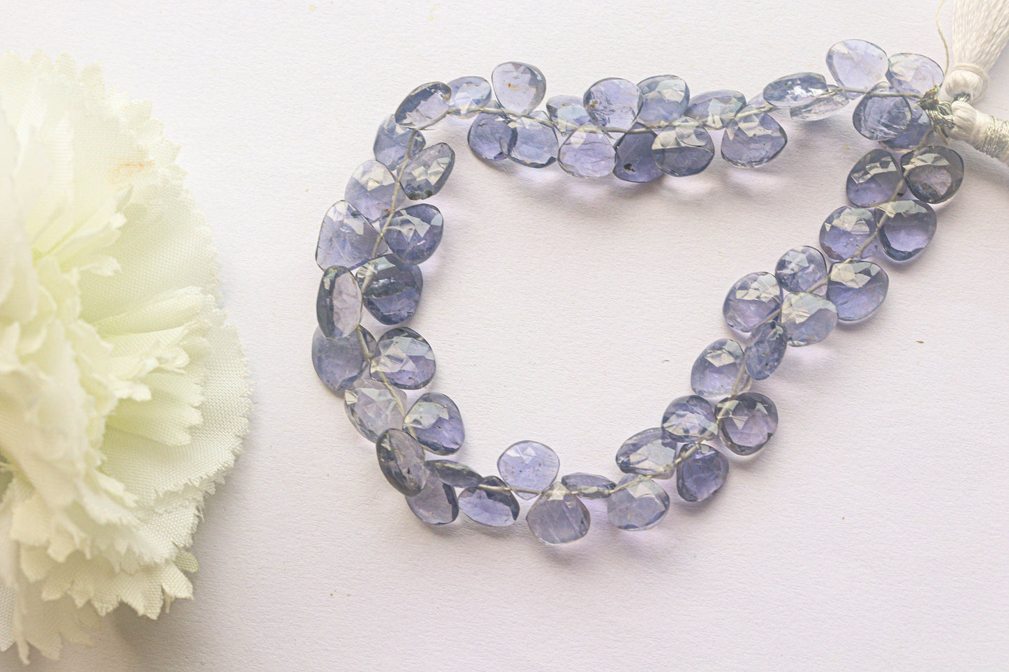 Iolite Faceted Briolette Heart Shape | 8x8mm to 9x9mm | 53 Pieces | 8 inch Full Strand | Natural Gemstone Beads for jewelry making Beadsforyourjewelry