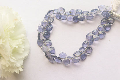 Iolite Faceted Briolette Heart Shape | 8x8mm to 9x9mm | 53 Pieces | 8 inch Full Strand | Natural Gemstone Beads for jewelry making Beadsforyourjewelry
