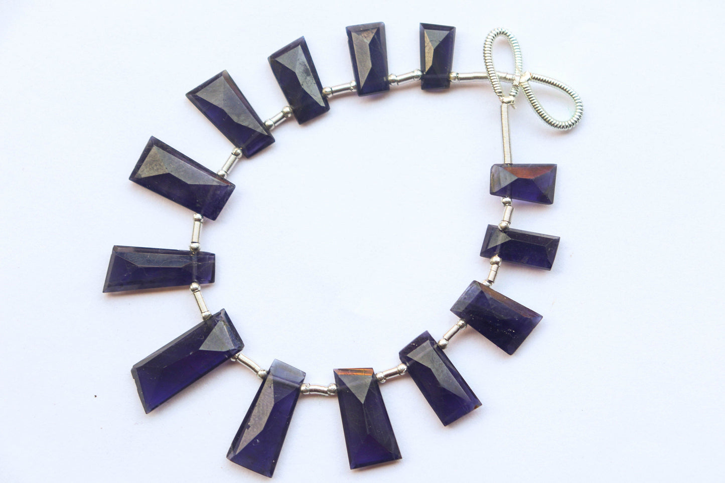 Iolite Faceted Rectangle Shape Drops | 5x9mm to 7x14mm | 11 Pieces | Natural Gemstone Beads for jewelry making | Beadsforyourjewellery Beadsforyourjewelry