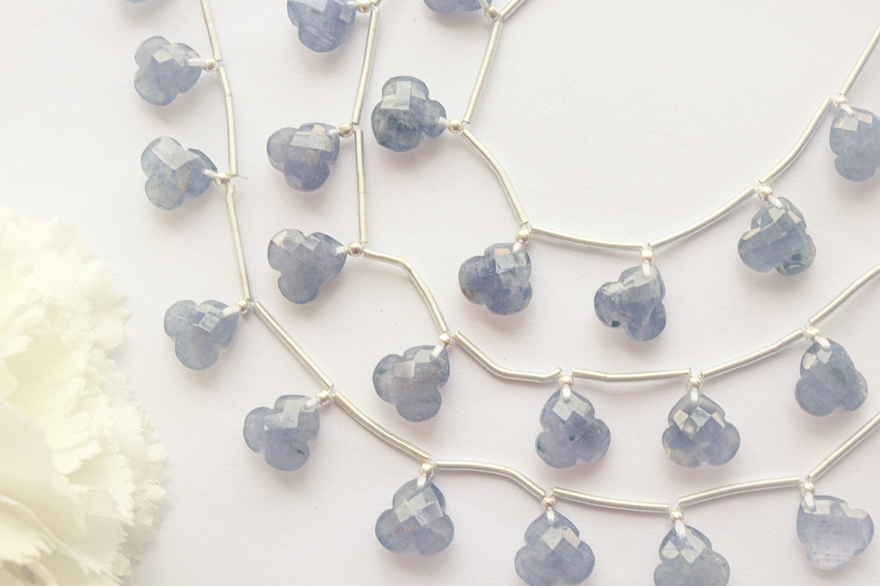 Iolite Flower shape Faceted Beads | 8 Inch String | Natural Gemstone | 10 Pieces | 11x11mm | Beadsforyourjewelry Beadsforyourjewelry