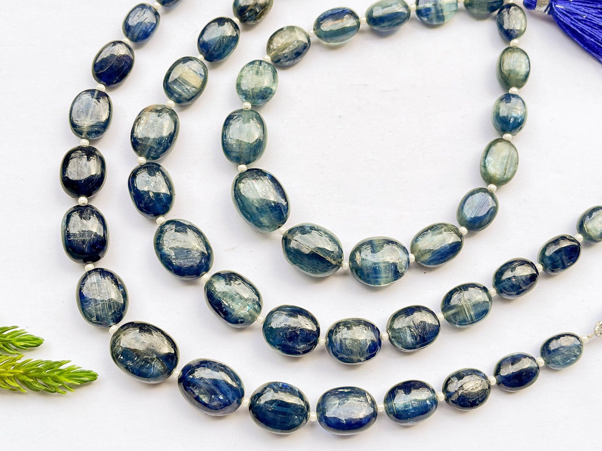 KYANITE Oval Shape Beads, Kyanite Beads, Natural Kyanite Gemstone Beads, 7x9mm to 12x15mm, 8 Inch String, 16 Pieces Beadsforyourjewelry