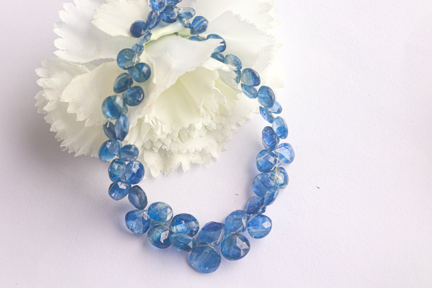 Kyanite Faceted Briolette Heart Shape | 6x6mm to 9x9mm | 57 Pieces | 9 inch Full Strand | Natural Gemstone Beads for jewelry making Beadsforyourjewelry