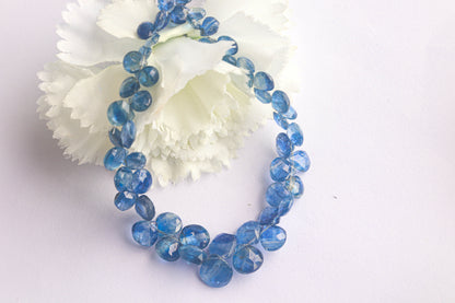 Kyanite Faceted Briolette Heart Shape | 6x6mm to 9x9mm | 57 Pieces | 9 inch Full Strand | Natural Gemstone Beads for jewelry making Beadsforyourjewelry