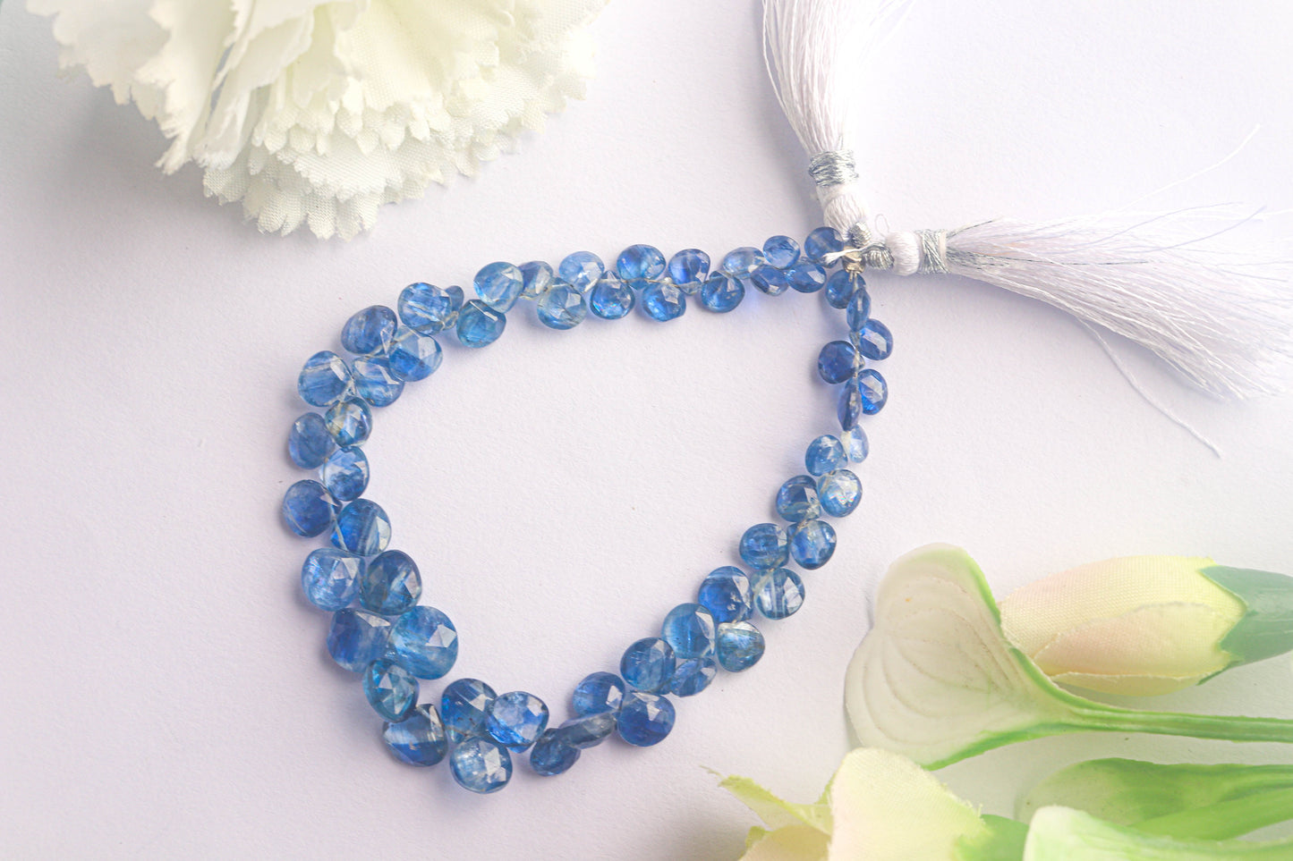 Kyanite Faceted Briolette Heart Shape | 6x6mm to 9x9mm | 57 Pieces | 9 inch Full Strand | Natural Gemstone Beads for jewelry making Beadsforyourjewelry
