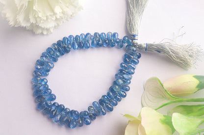 Kyanite Faceted Drop Shape | 4x8mm to 6x10mm | 90 Pieces Full Strand | 9 Inch | Natural Good Quality Kyanite | Beadsforyourjewellery Beadsforyourjewelry
