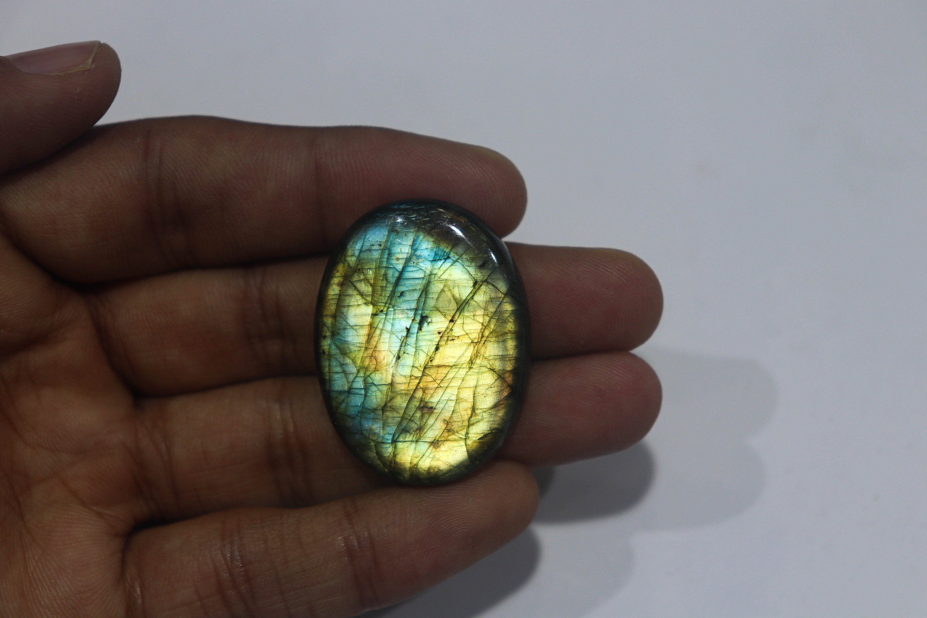 Labradorite Cabochon Oval Shape | 28x37mm | Excellent flash and Quality For Pendant Making | Natural Labradorite Gemstone Beadsforyourjewelry