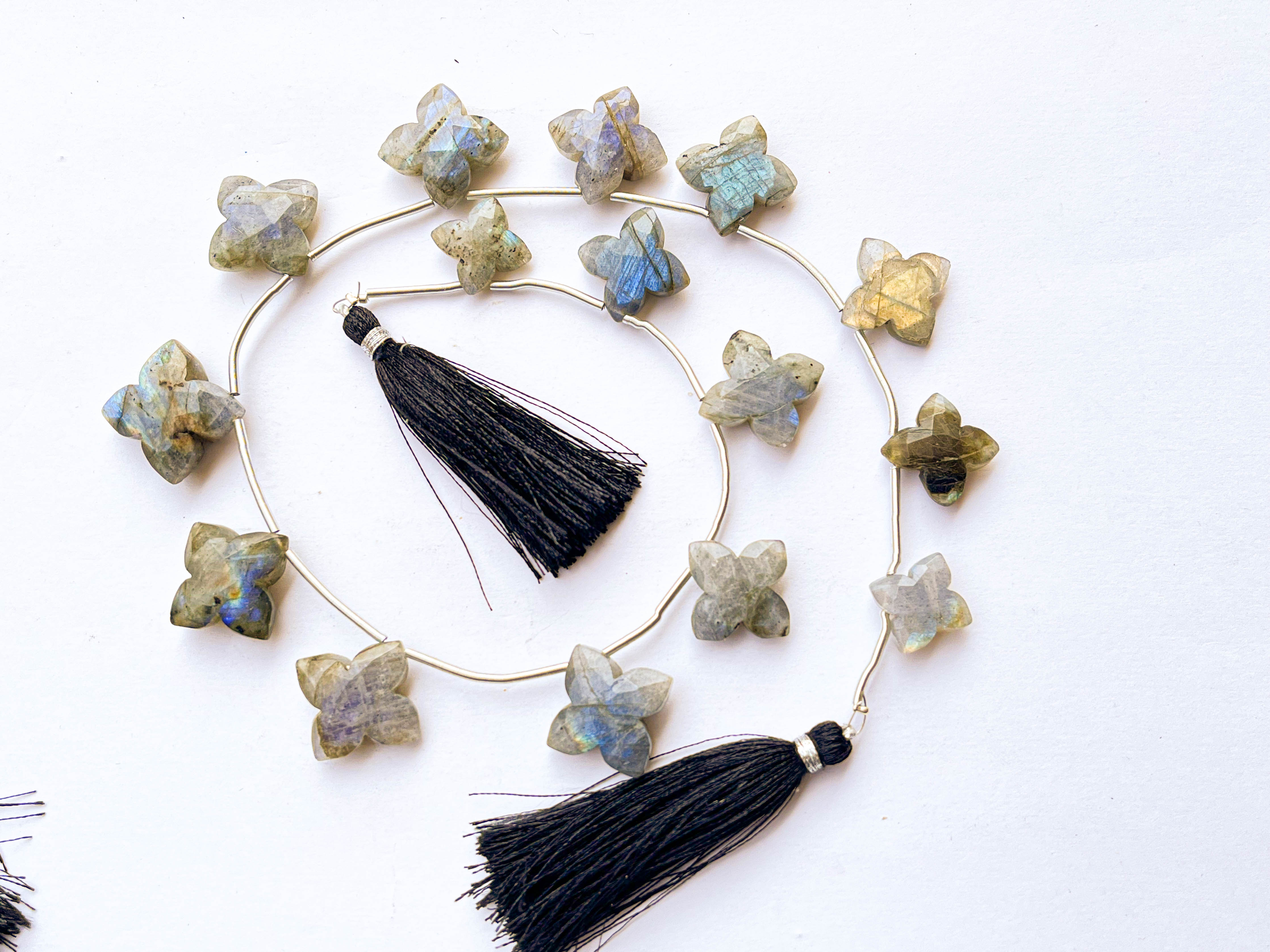 Labradorite Flower Shape Faceted Briolette Beads Beadsforyourjewelry