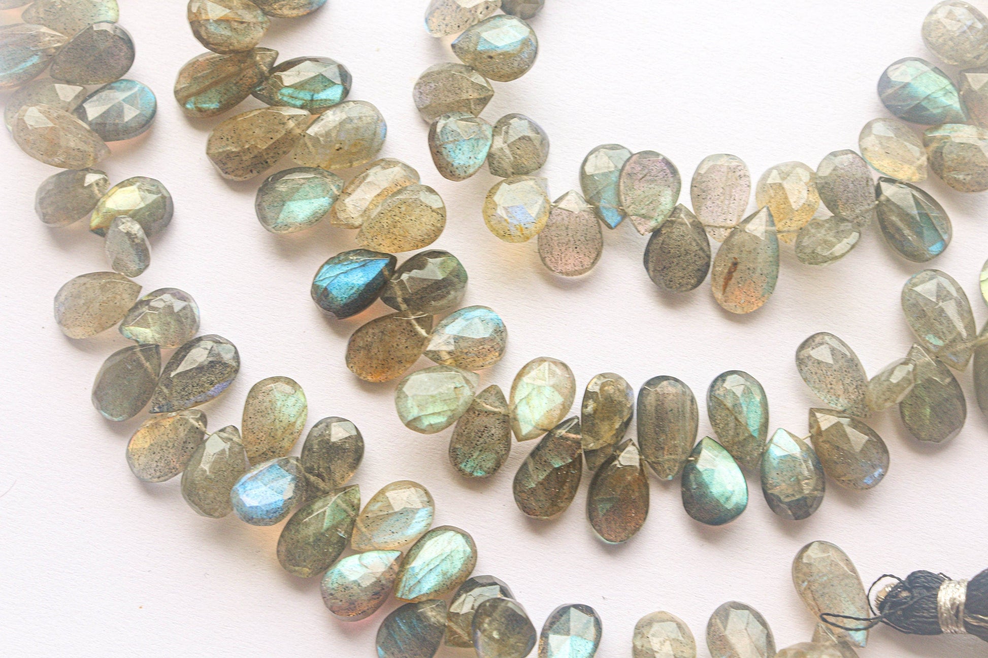 Labradorite Pear Briolette Faceted | 8x12mm | 45-50 Pieces | 8 inch | With Beautiful Flash | Natural gemstone faceted beads | For Jewelry making Beadsforyourjewelry