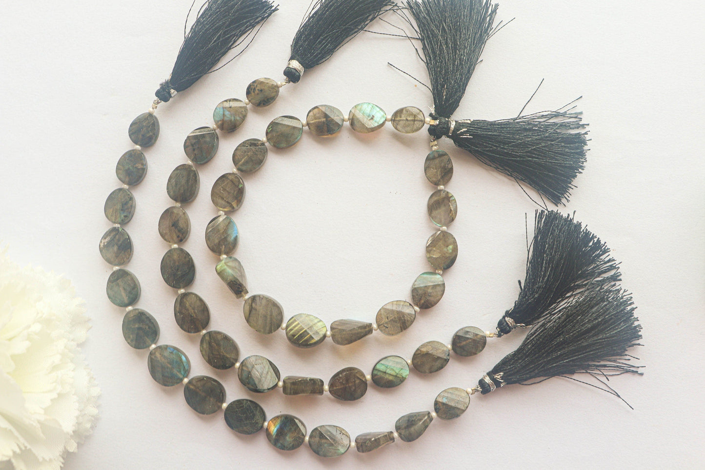 Labradorite Twisted Oval Shape Faceted Beads | 7 Inch String | Natural Labradorite | 14 Pieces String | Beadsforyourjewelry Beadsforyourjewelry
