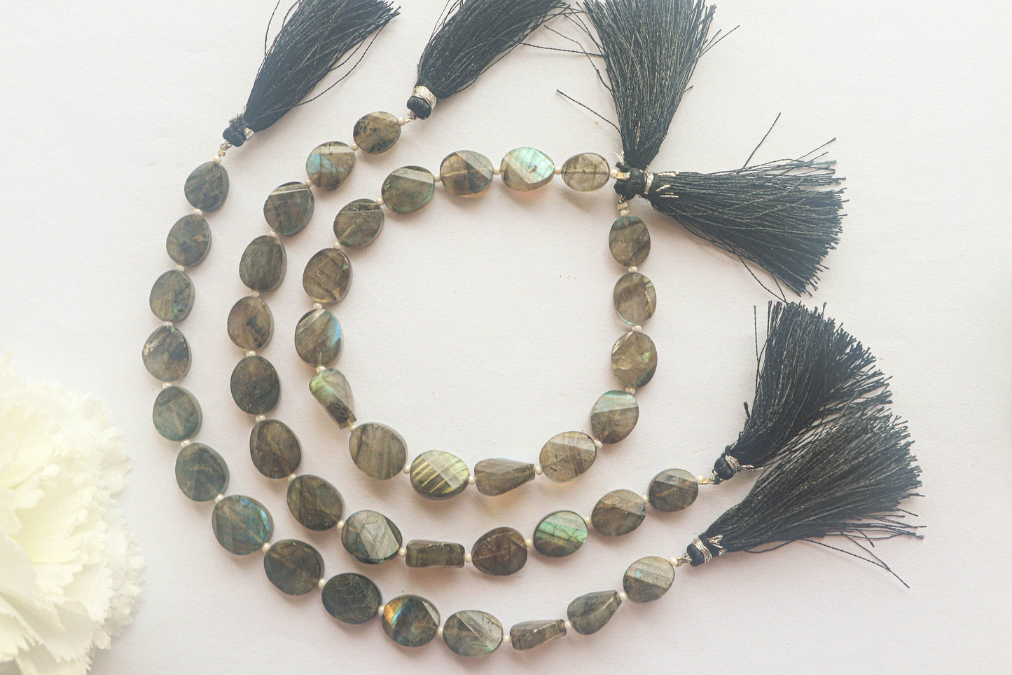 Labradorite Twisted Oval Shape Faceted Beads | 8 Inch String | Natural Labradorite | 16 Pieces String | Beadsforyourjewelry Beadsforyourjewelry