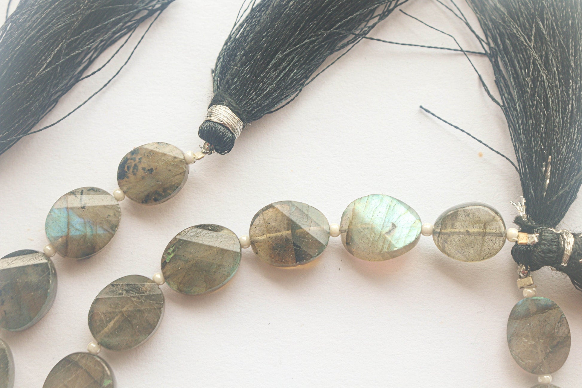 Labradorite Twisted Oval Shape Faceted Beads | 8 Inch String | Natural Labradorite | 16 Pieces String | Beadsforyourjewelry Beadsforyourjewelry