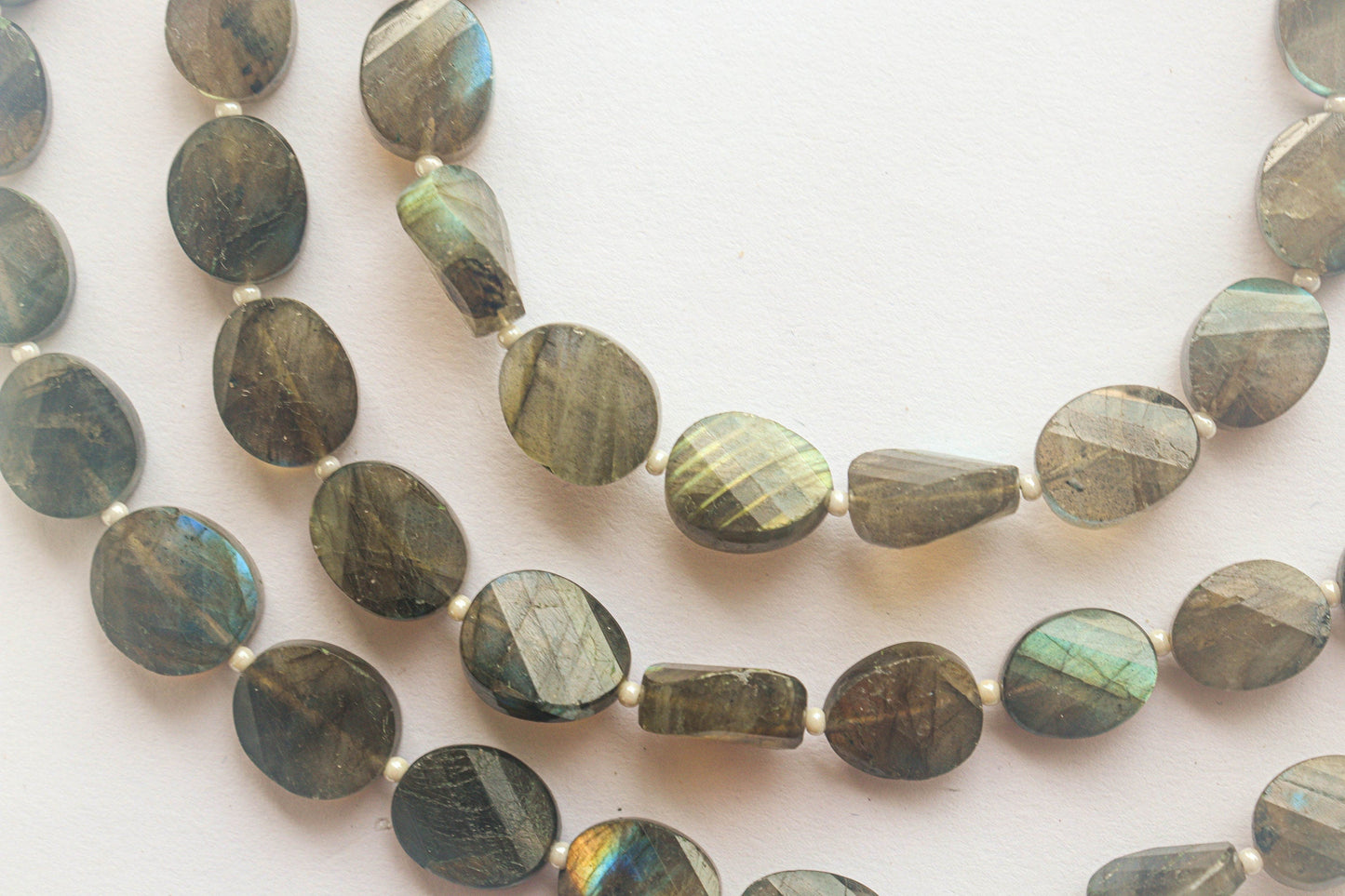 Labradorite Twisted Oval Shape Faceted Beads | 8 Inch String | Natural Labradorite | 16 Pieces String | Beadsforyourjewelry Beadsforyourjewelry