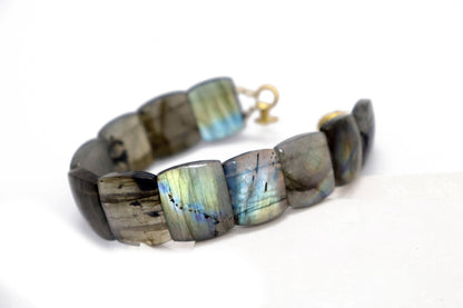 Labradorite gemstone Bracelet with Blue and Yellow Flash, Labradorite Bracelet, Gemstone bracelet gift for her, gift for him 6 inch Beadsforyourjewelry