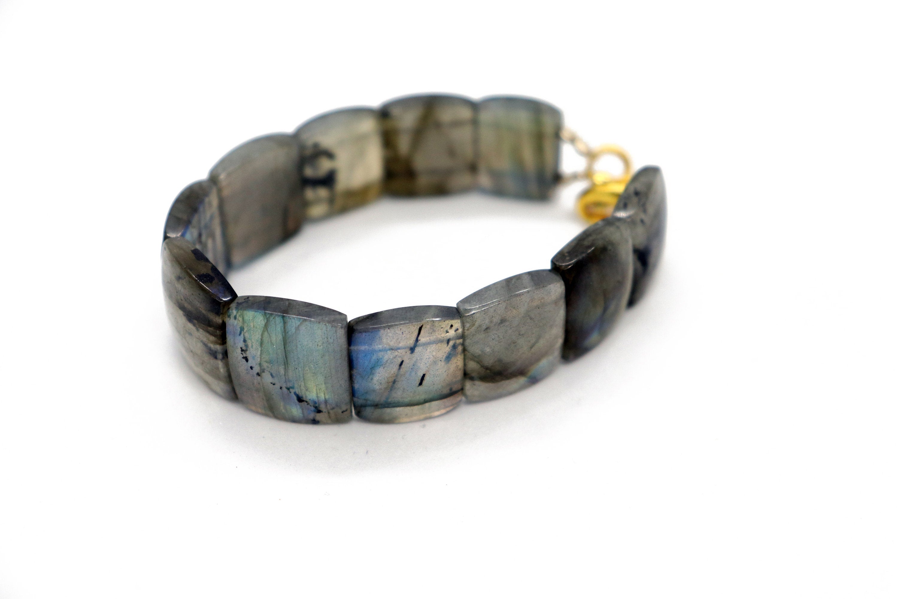 Labradorite gemstone Bracelet with Blue and Yellow Flash, Labradorite Bracelet, Gemstone bracelet gift for her, gift for him 6 inch Beadsforyourjewelry