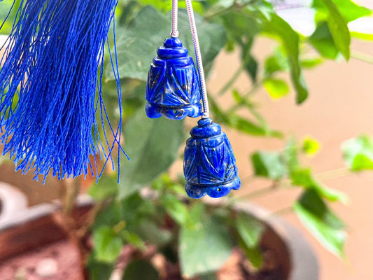 Lapis Lazuli Carving Bell Shape Pair, Beautiful! Carving Work in Natural Lapis Lazuli Gemstone for Earring's, 13x17MM, 2 Pieces Beadsforyourjewelry