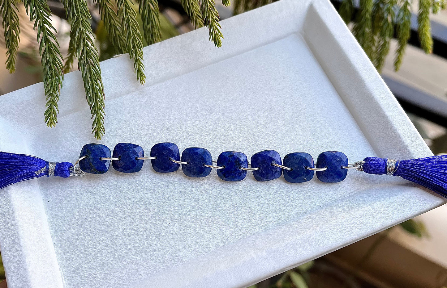 Lapis Lazuli Cushion Shape Faceted Double Drill Beads Beadsforyourjewelry