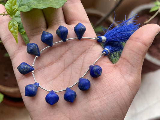 Lapis Lazuli Slanted Drops Frosted Beadsforyourjewelry