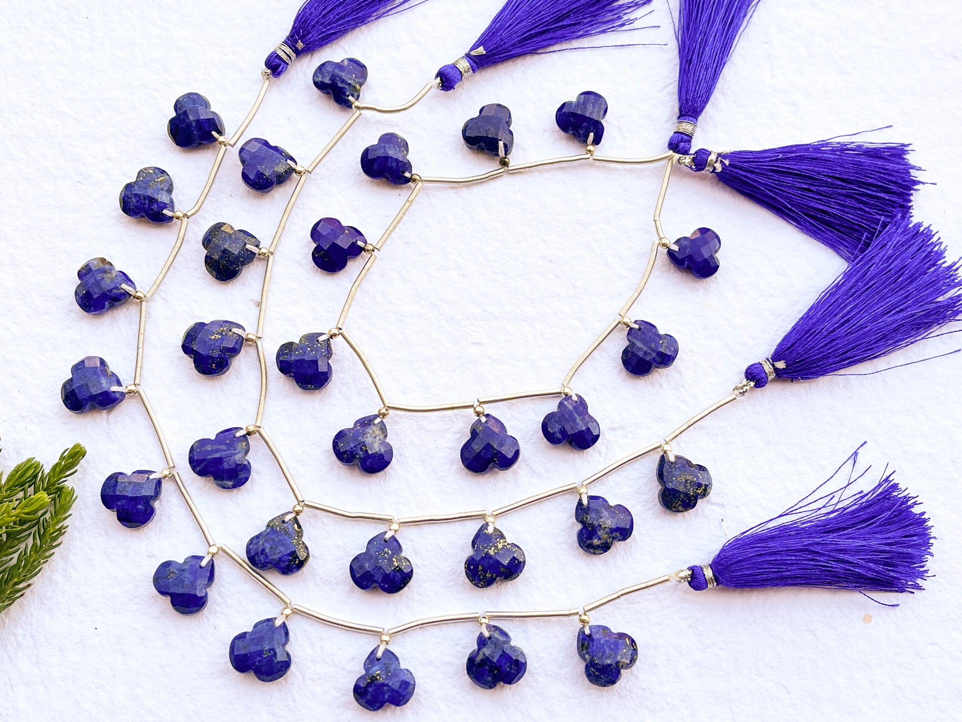 Lapis Lazuli Trio Flower Shape Faceted Beads Beadsforyourjewelry