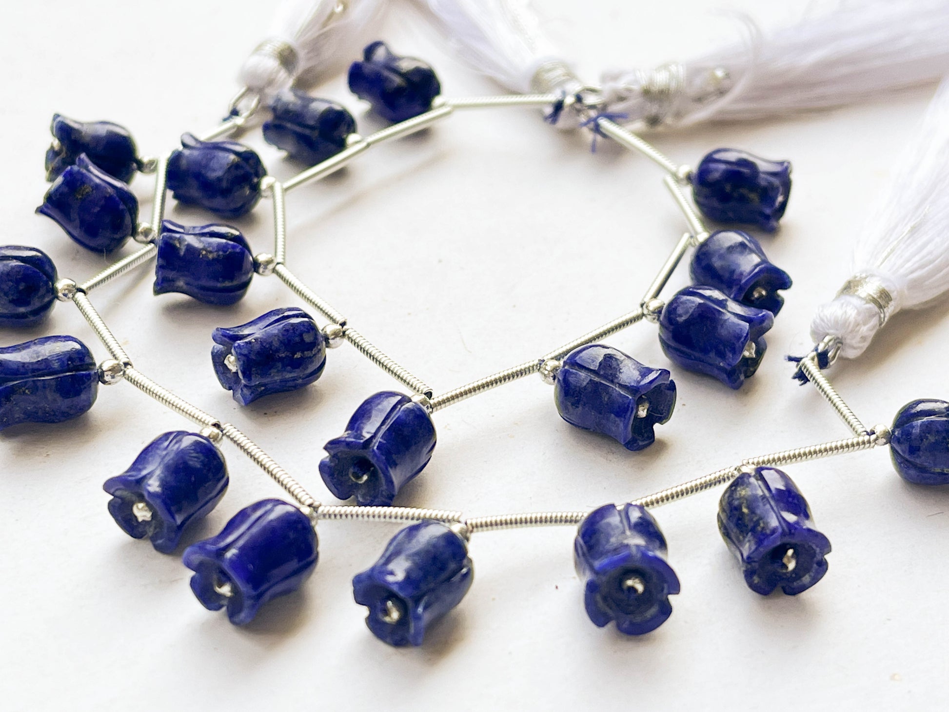 Lapis Lazuli flower carving Lily of the valley shape beads Beadsforyourjewelry