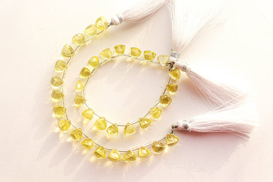 Lemon Quartz 3D Trillion Shape Beads | Natural Gemstone Beads for Jewelry Making | Beadsforyourjewellery Beadsforyourjewelry