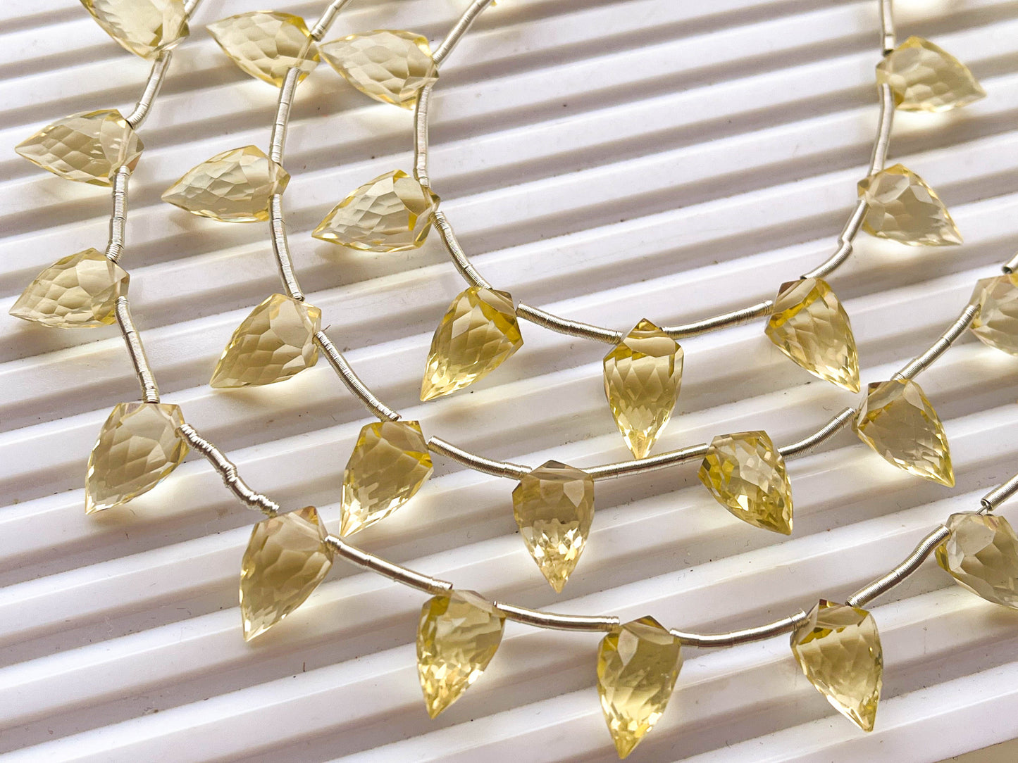 Lemon Quartz 4 Point Faceted Drops Beadsforyourjewelry