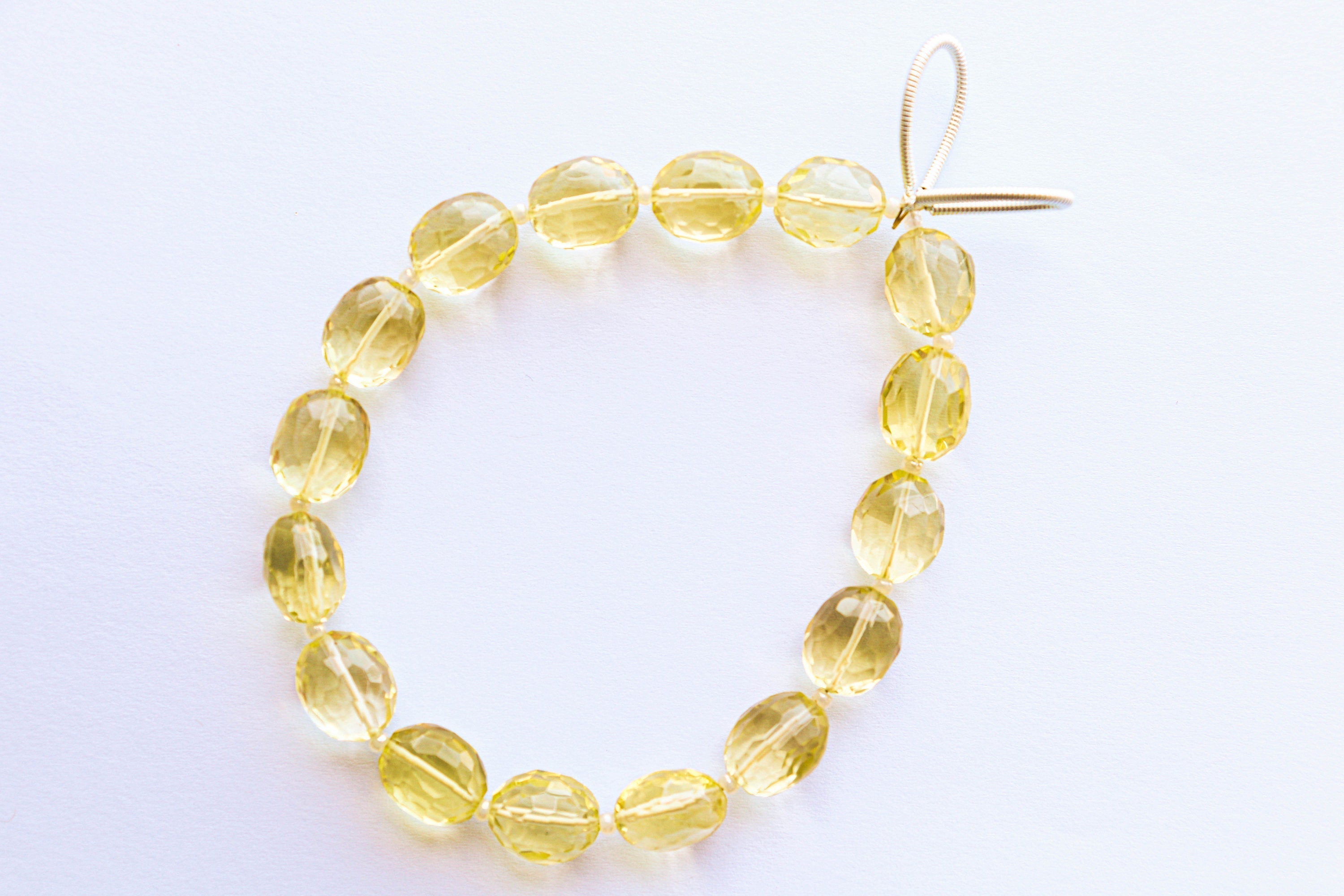 Lemon Quartz Beads Egg Shape Faceted | 9x10mm | 16 Pieces | Center drill | 8 inch Strand | Natural Gemstone Bead for jewelry making Beadsforyourjewelry