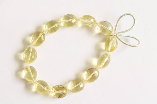 Lemon Quartz Beads Egg Shape Faceted | 9x11mm | 13 Pieces | Center drill | 6 inch Strand | Natural Gemstone Bead for jewelry making Beadsforyourjewelry