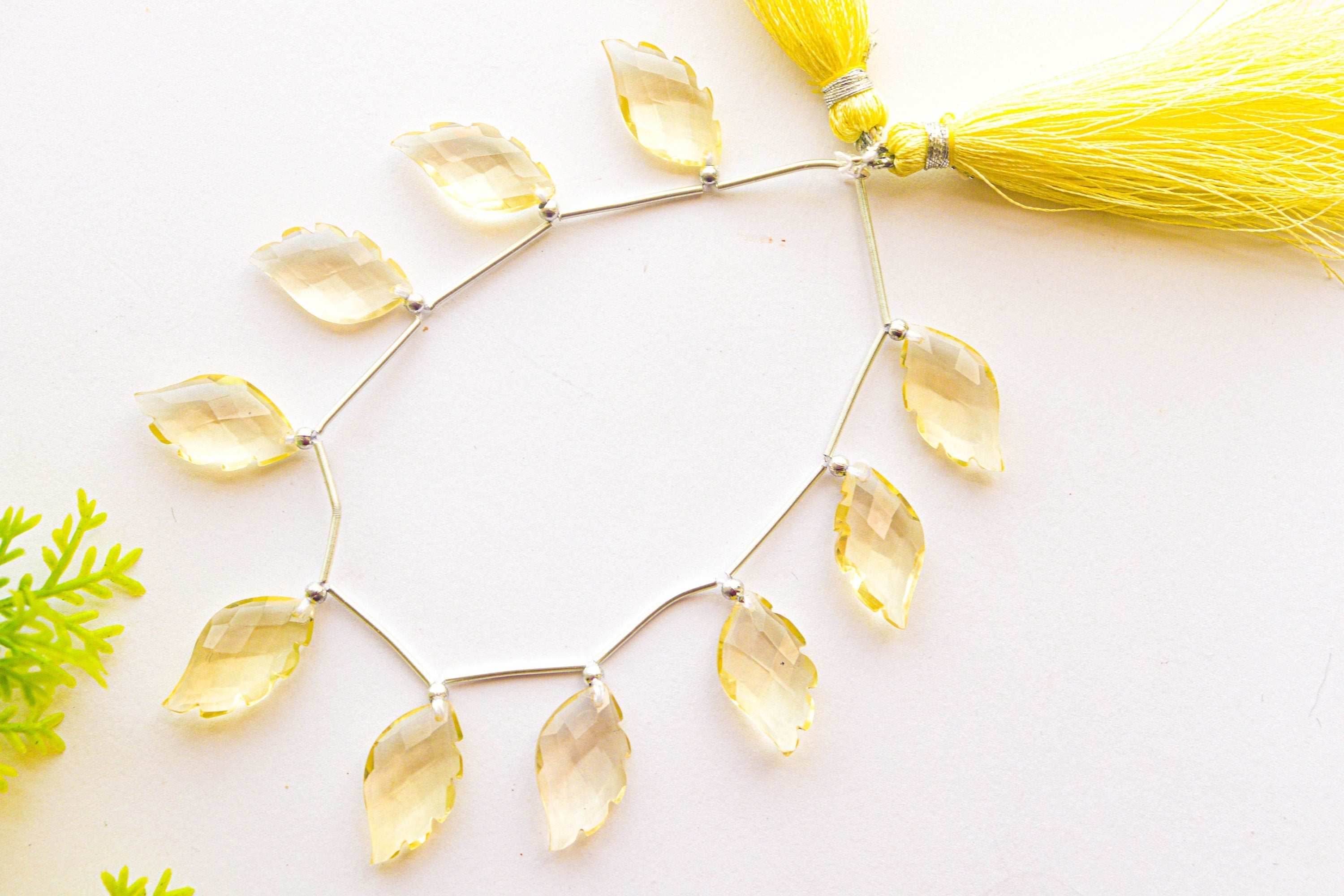 Lemon Quartz Beads Faceted Wings Shape | 10x20mm | 10 Pieces String | Natural Gemstone | Beadsforyourjewellery Beadsforyourjewelry