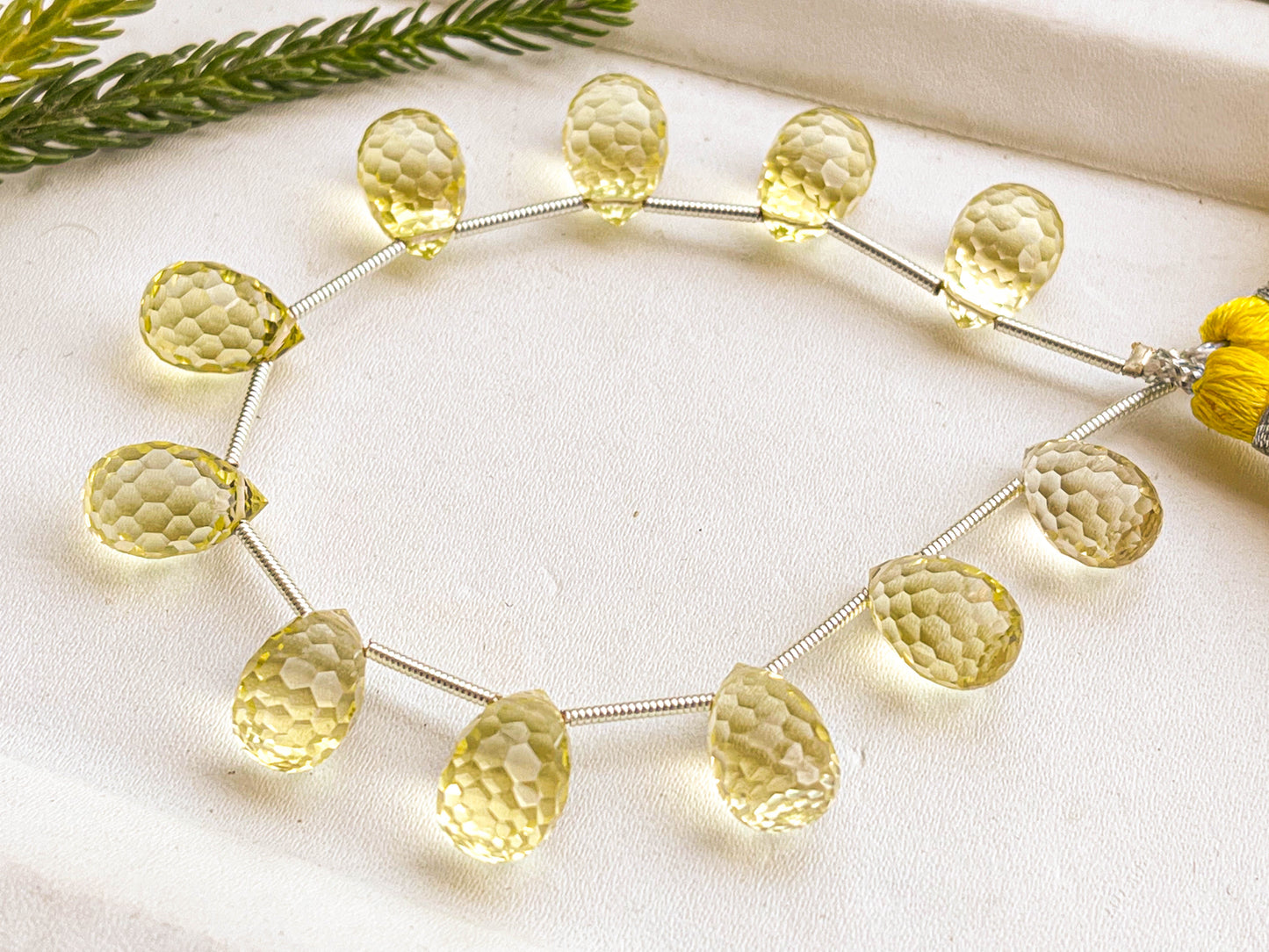 Lemon Quartz Concave Cut Drops Beadsforyourjewelry