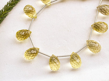 Lemon Quartz Concave Cut Drops Beadsforyourjewelry