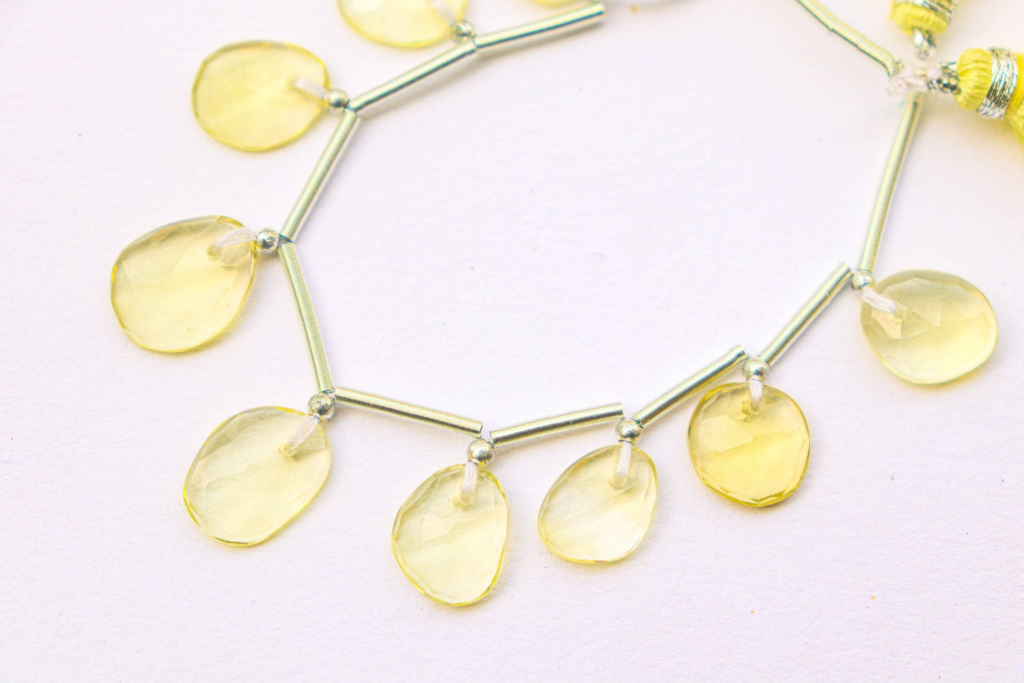 Lemon Quartz Faceted Uneven Shape Rose cut Briolette Beads | 10 Pieces | Natural Lemon quartz Gemstone Beads | Beadsforyourjewelry BFYJ1196-1 Beadsforyourjewelry