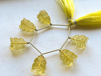 Lemon Quartz Flower Carved Bell Shape Beads Beadsforyourjewelry
