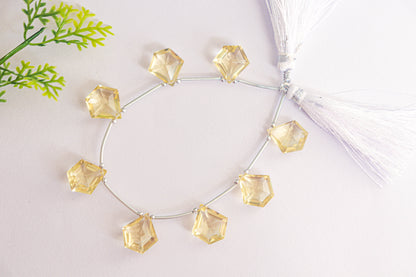 Lemon Quartz Gemstone Pentagon Shape Faceted Drops Beadsforyourjewelry