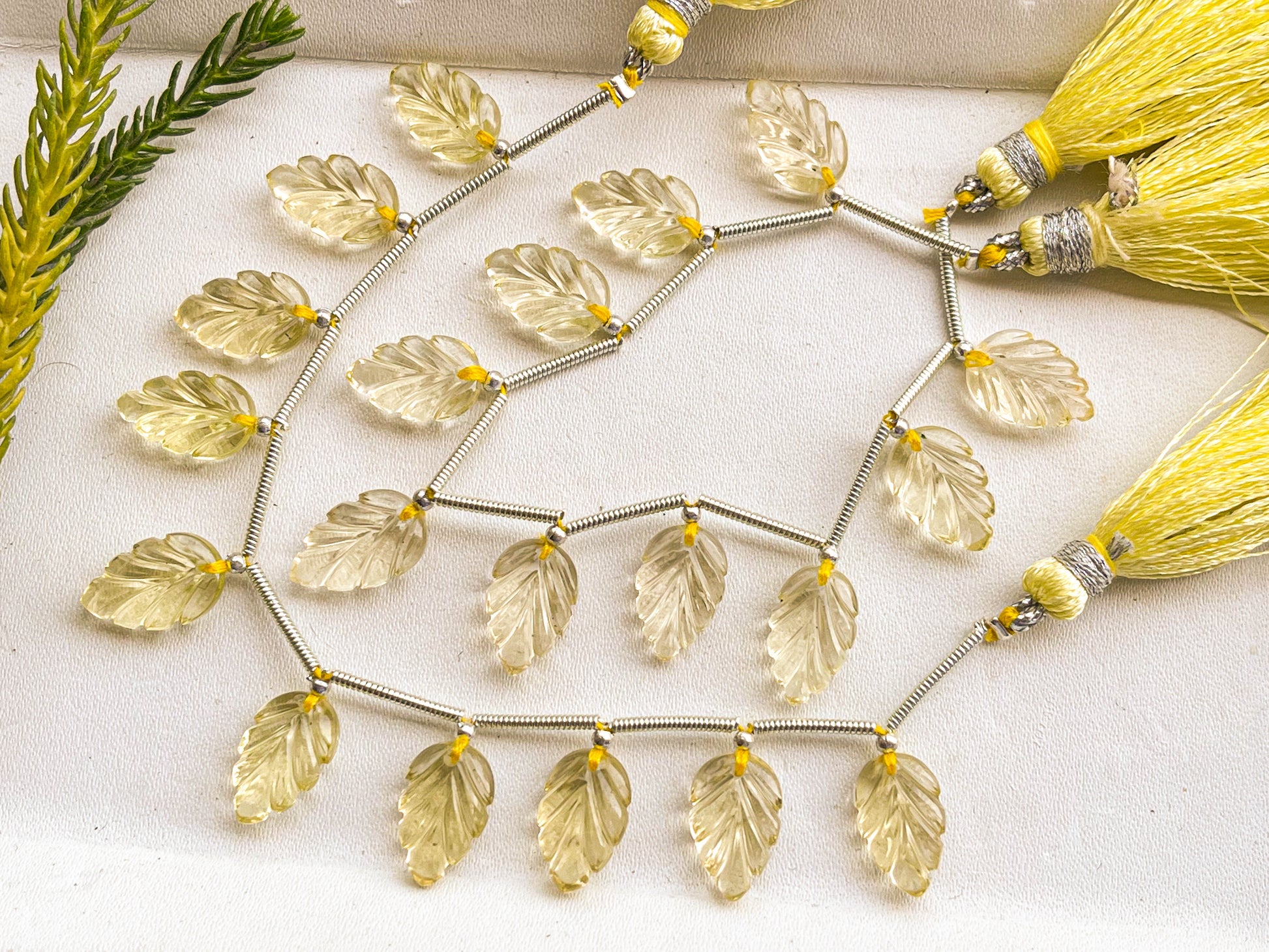 Lemon Quartz Leaf Carving Briolette Beads Beadsforyourjewelry