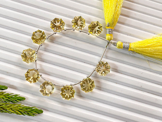 Lemon Quartz Octagon Shape Star Diamond Cut Beads, 10x10mm, 10 Pieces, Natural gemstone beads, Beadsforyourjewellery Beadsforyourjewelry