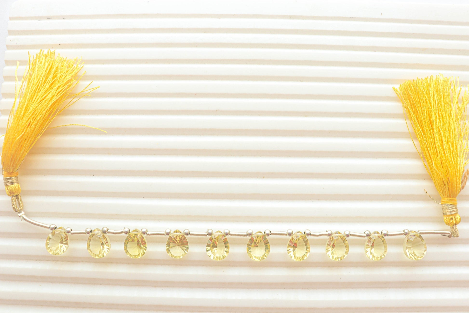Lemon Quartz Pear Shape Concave Cut Beads | 8x10mm | 5 inch | Side Drill | Natural Gemstone for Jewelry | Beadsforyourjewellery Beadsforyourjewelry