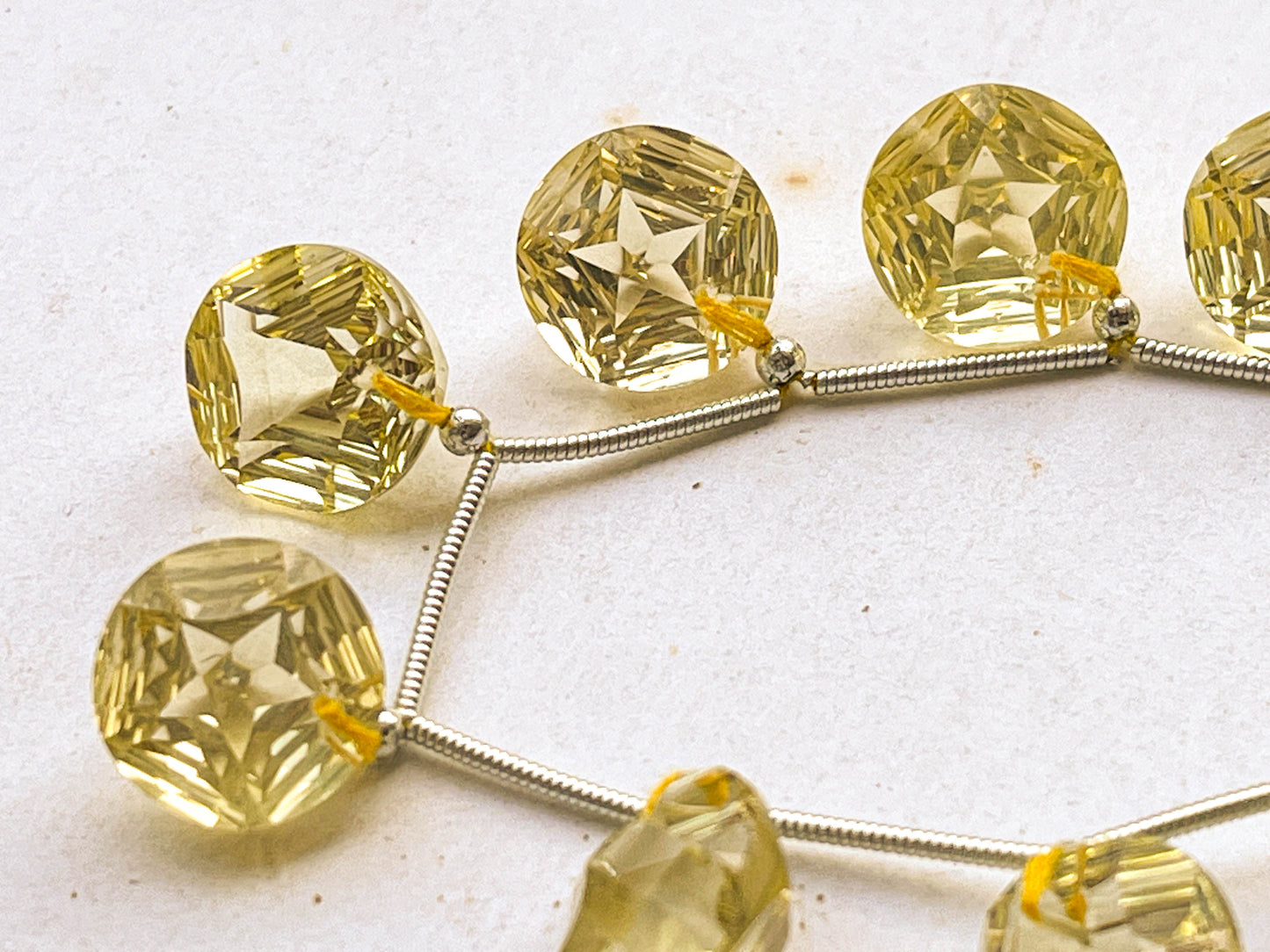 Lemon Quartz Round Star Concave Cut Beads Beadsforyourjewelry