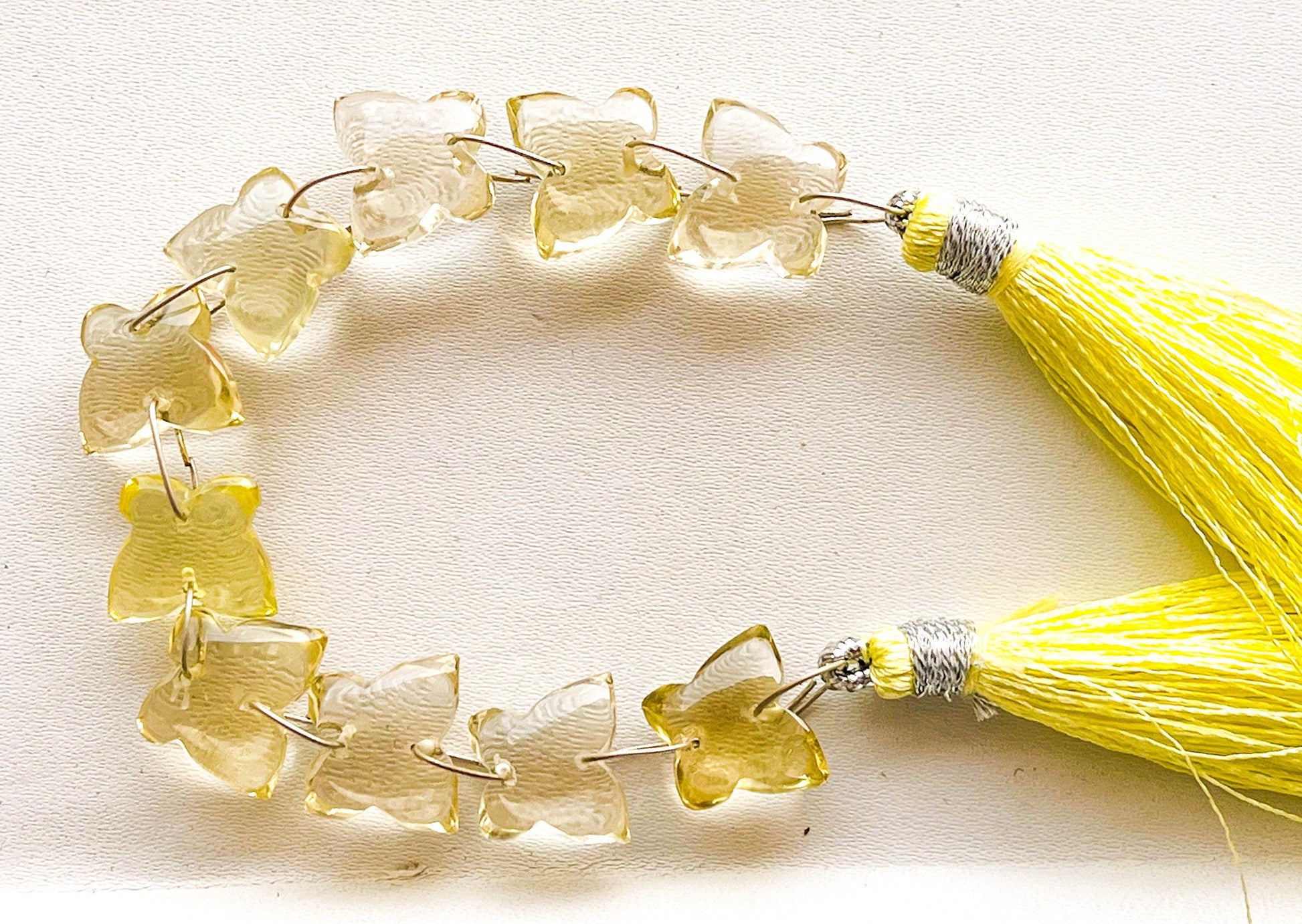 Lemon Quartz Smooth Butterfly Shape Double Drill Beads, Rare Gemstone Design for Jewelry Making, 10x12mm, 10 Pieces String Beadsforyourjewelry