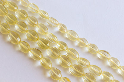Lemon Quartz Step cut Oval Shape Beads | 16 inch String | 7x9mm | 48 Pieces | Center drill | Natural Gemstone Beads for jewelry making Beadsforyourjewelry