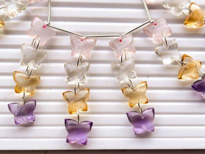 Mix Natural Gemstones Butterfly Shape Double Drill Beads Beadsforyourjewelry