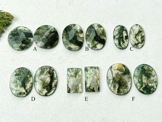 Moss Agate Rose Cut Pair Beadsforyourjewelry