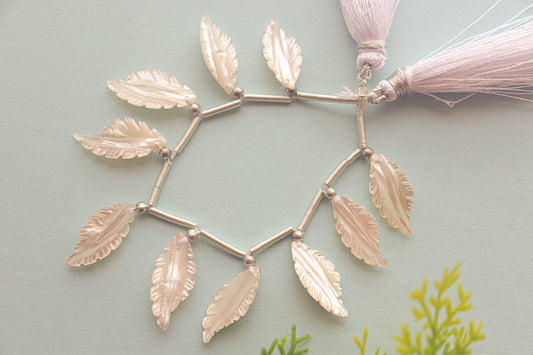 Mother of Pearl Carved Leaf Beads Beadsforyourjewelry