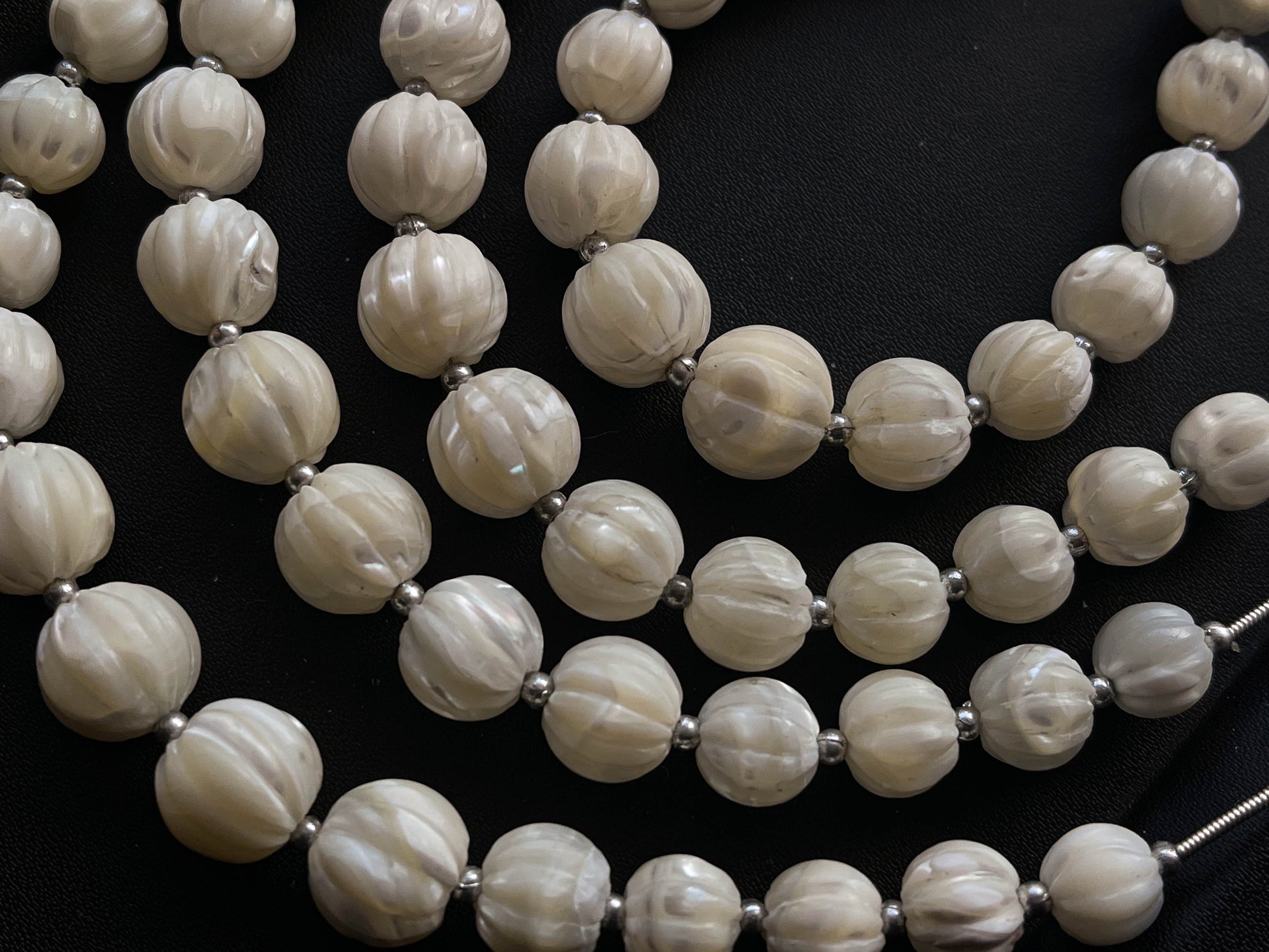 Mother of Pearl Carved Melons shape Beads | 14 Pieces Beadsforyourjewelry